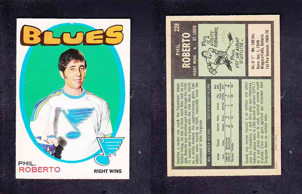 1971-72 O-PEE-CHEE HOCKEY CARD #228 P. ROBERTO photo 1971-72 O-PEE-CHEE HOCKEY CARD #228 P. ROBERTO photo