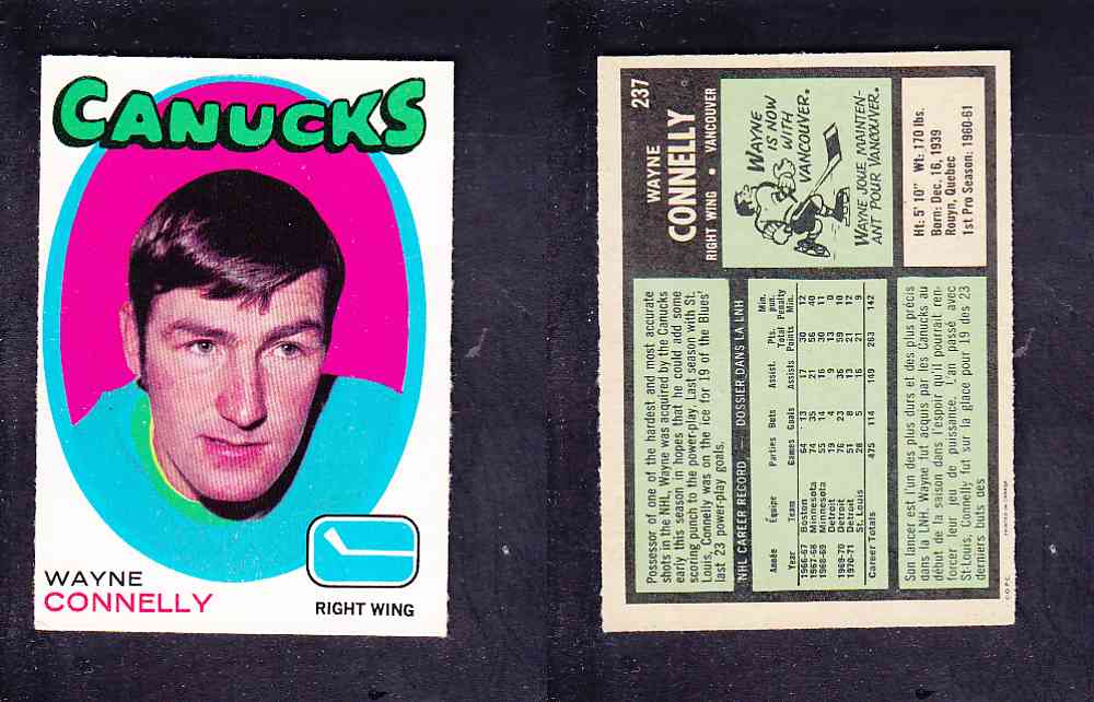 1971-72 O-PEE-CHEE HOCKEY CARD #237 W. CONNELLY photo 1971-72 O-PEE-CHEE HOCKEY CARD #237 W. CONNELLY photo