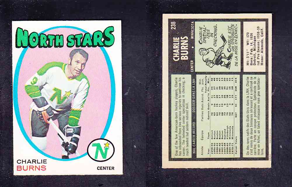 1971-72 O-PEE-CHEE HOCKEY CARD #238 C. BURNS photo 1971-72 O-PEE-CHEE HOCKEY CARD #238 C. BURNS photo