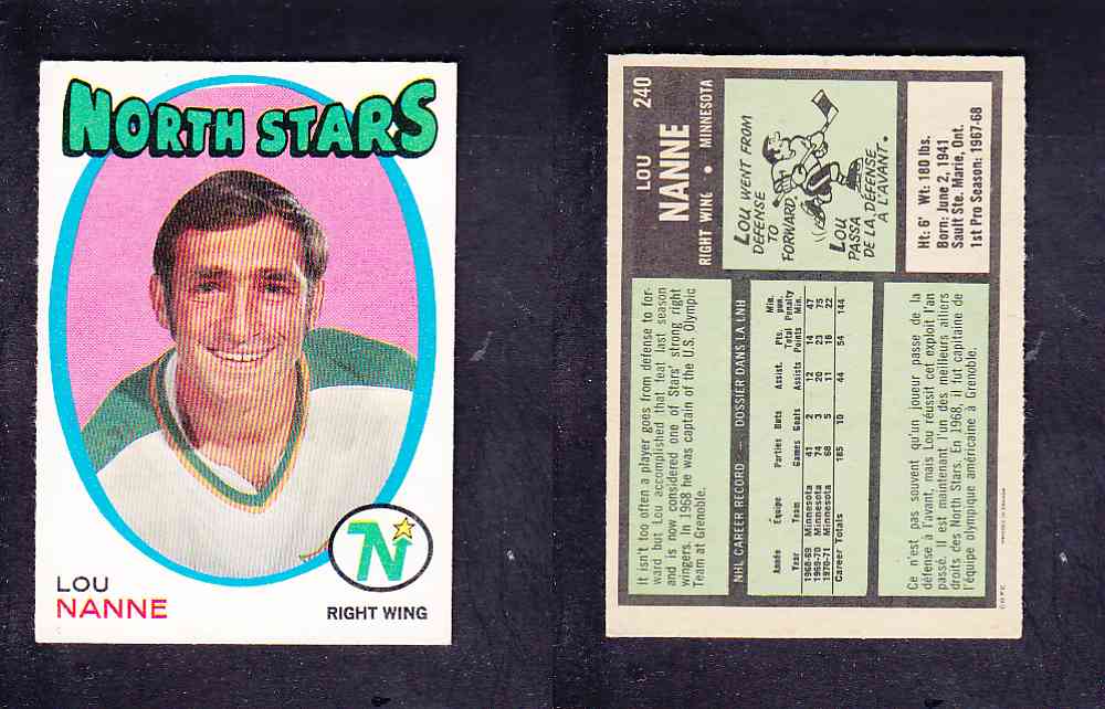1971-72 O-PEE-CHEE HOCKEY CARD #240 L. NANNE photo 1971-72 O-PEE-CHEE HOCKEY CARD #240 L. NANNE photo