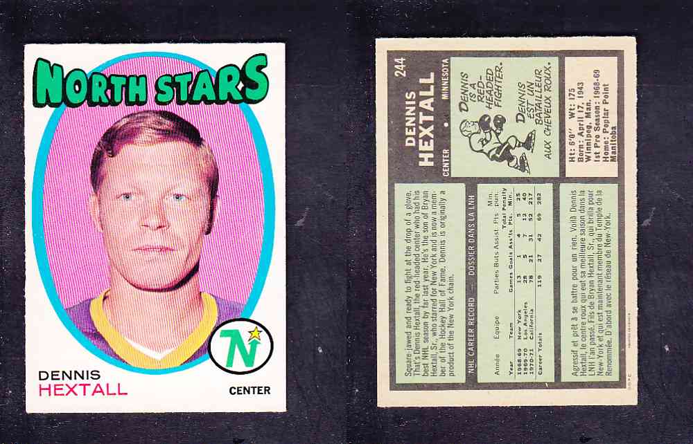 1971-72 O-PEE-CHEE HOCKEY CARD #244 D. HEXTALL photo 1971-72 O-PEE-CHEE HOCKEY CARD #244 D. HEXTALL photo
