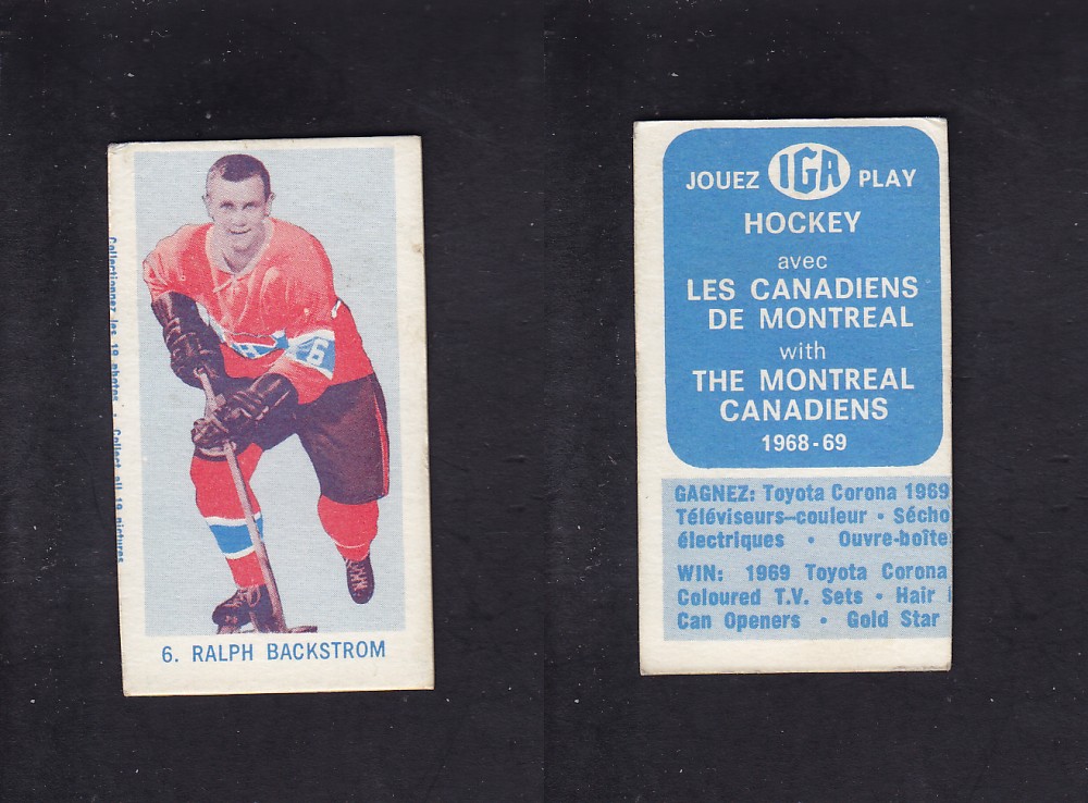 1968-69 IGA HOCKEY CARD R. BACKSTROM photo