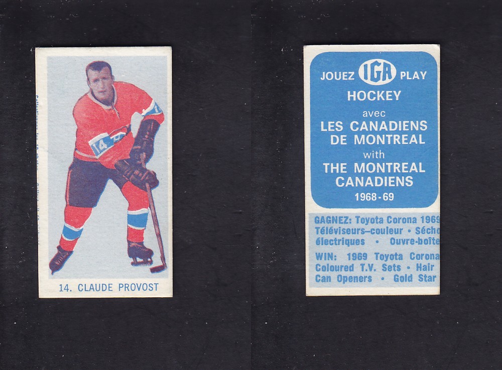 1968-69 IGA HOCKEY CARD C. PROVOST photo 1968-69 IGA HOCKEY CARD C. PROVOST photo