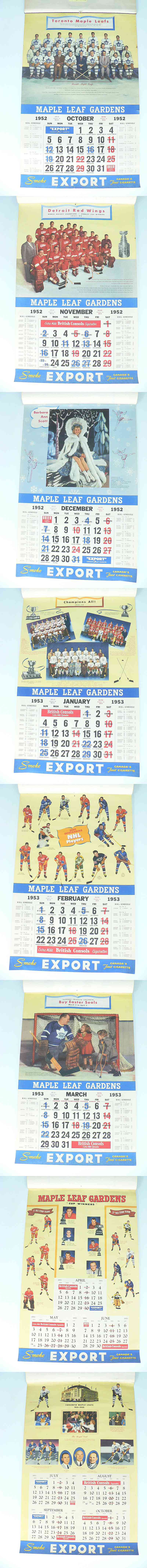 1952-53 EXPORT''A'' TORONTO MAPLE LEAFS FULL CALENDAR photo