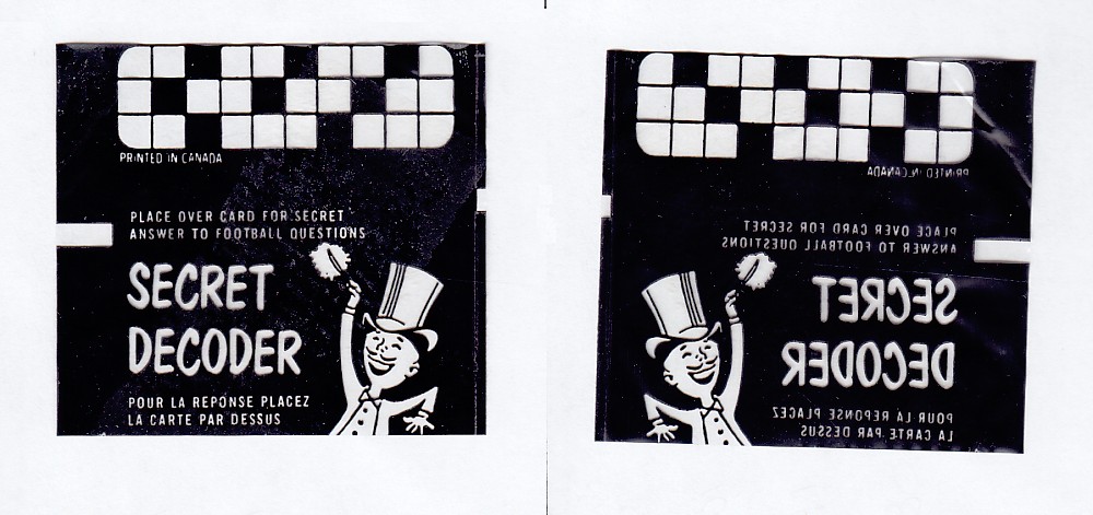 1964 CFL TOPPS FOOTBALL CARD SECRET DECODER photo