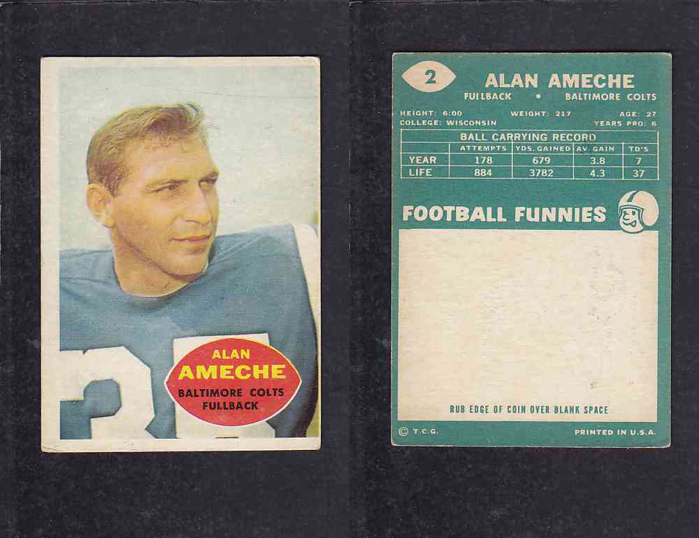 1960 NFL TOPPS FOOTBALL CARD #2 A.AMECHE photo 1960 NFL TOPPS FOOTBALL CARD #2 A.AMECHE photo