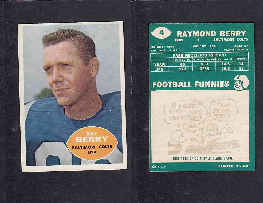 1960 NFL TOPPS FOOTBALL CARD #4 R.BERRY photo 1960 NFL TOPPS FOOTBALL CARD #4 R.BERRY photo