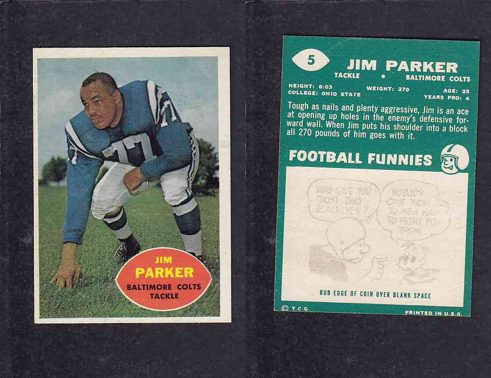 1960 NFL TOPPS FOOTBALL CARD #5 J.PARKER photo 1960 NFL TOPPS FOOTBALL CARD #5 J.PARKER photo