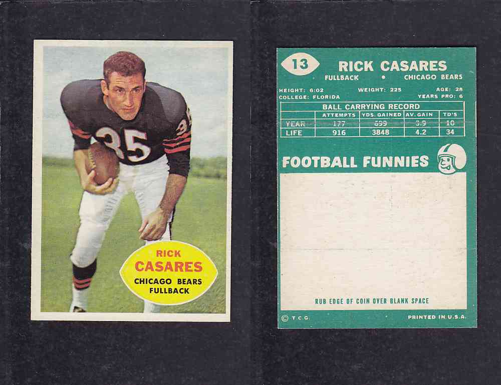 1960 NFL TOPPS FOOTBALL CARD #13 R.CASARES photo 1960 NFL TOPPS FOOTBALL CARD #13 R.CASARES photo