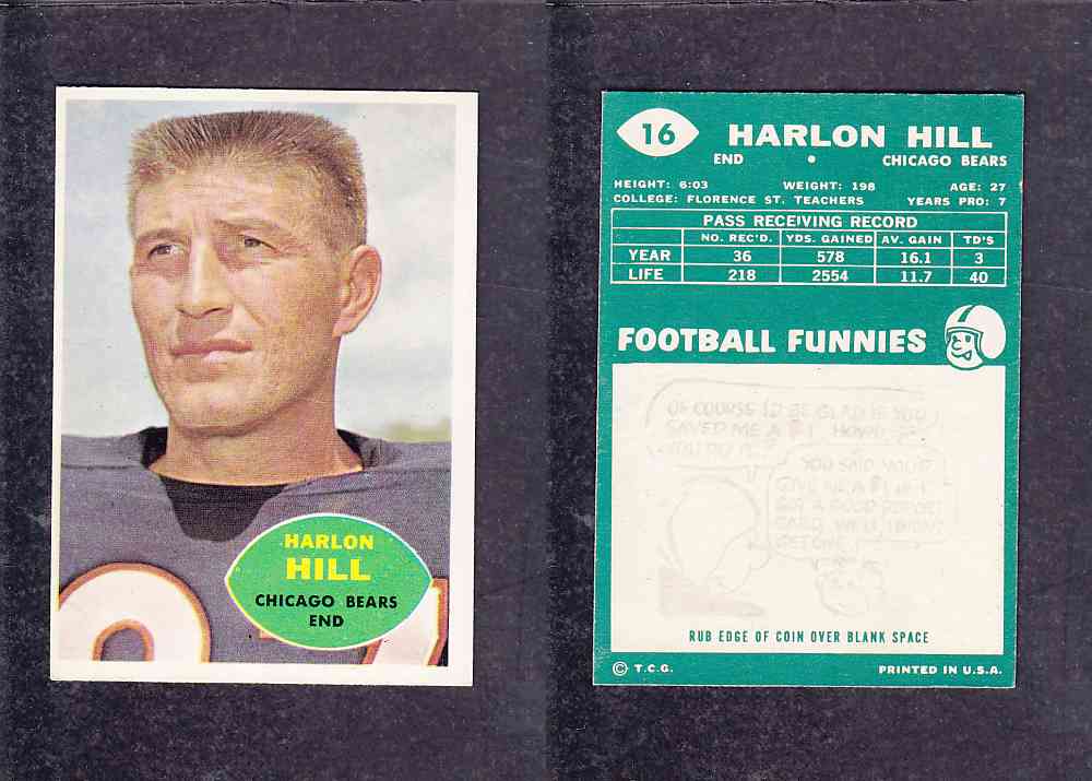 1960 NFL TOPPS FOOTBALL CARD #16 H.HILL photo 1960 NFL TOPPS FOOTBALL CARD #16 H.HILL photo