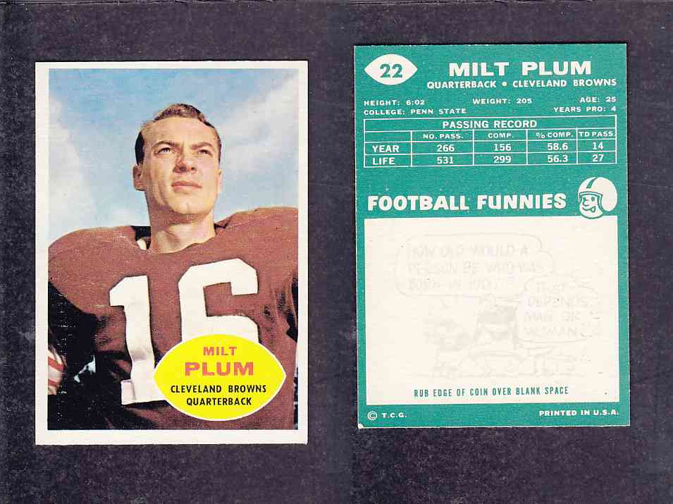 1960 NFL TOPPS FOOTBALL CARD #22 M.PLUM photo 1960 NFL TOPPS FOOTBALL CARD #22 M.PLUM photo