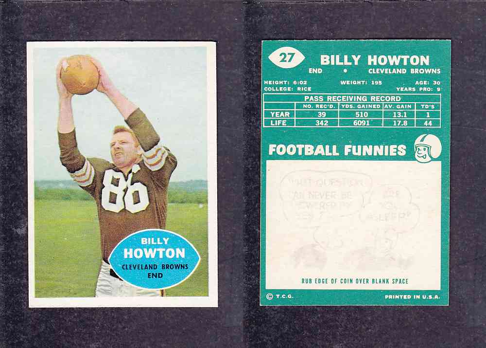 1960 NFL TOPPS FOOTBALL CARD #27 B. HOWTON photo 1960 NFL TOPPS FOOTBALL CARD #27 B. HOWTON photo