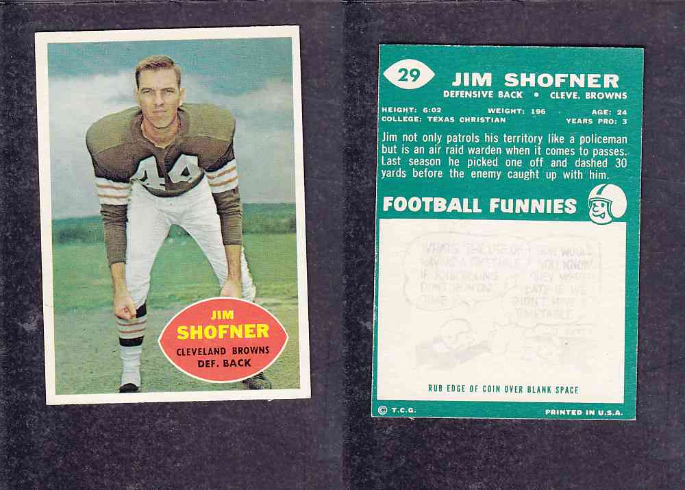 1960 NFL TOPPS FOOTBALL CARD #29 J. SHOFNER photo 1960 NFL TOPPS FOOTBALL CARD #29 J. SHOFNER photo