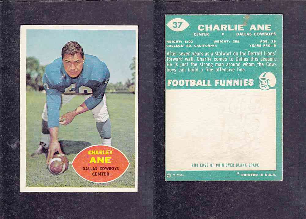 1960 NFL TOPPS FOOTBALL CARD #37 C. ANE photo 1960 NFL TOPPS FOOTBALL CARD #37 C. ANE photo