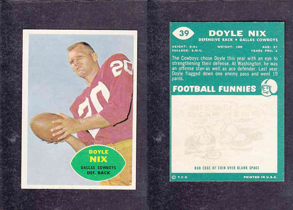 1960 NFL TOPPS FOOTBALL CARD #39 D. NIX photo 1960 NFL TOPPS FOOTBALL CARD #39 D. NIX photo