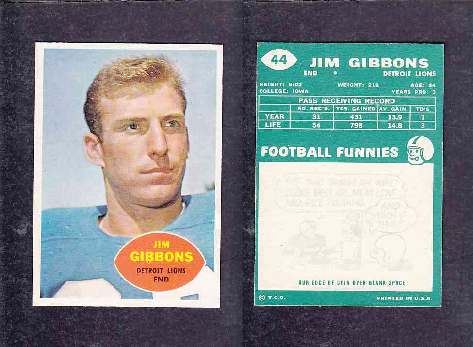 1960 NFL TOPPS FOOTBALL CARD #44 J. GIBBONS photo 1960 NFL TOPPS FOOTBALL CARD #44 J. GIBBONS photo