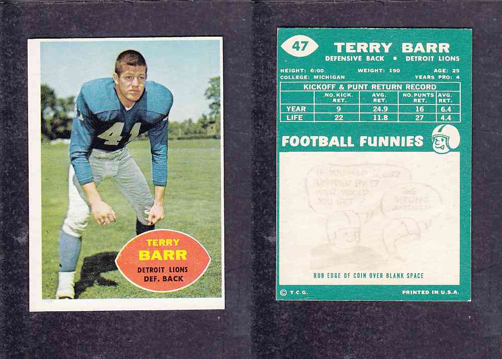 1960 NFL TOPPS FOOTBALL CARD #47 T. BARR photo 1960 NFL TOPPS FOOTBALL CARD #47 T. BARR photo