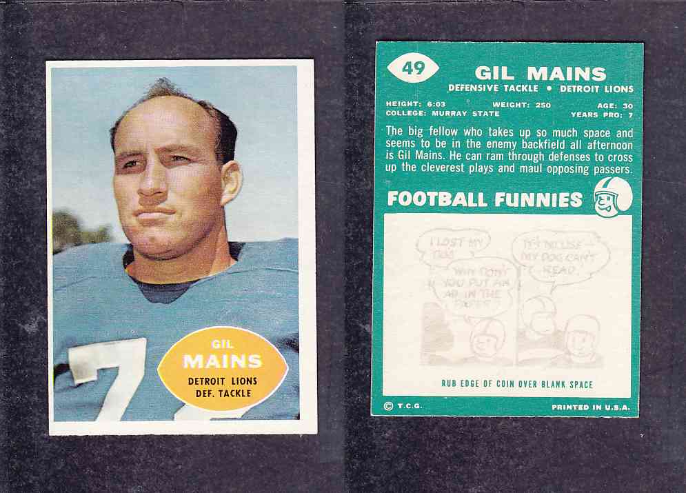 1960 NFL TOPPS FOOTBALL CARD #49 G. MAINS photo 1960 NFL TOPPS FOOTBALL CARD #49 G. MAINS photo