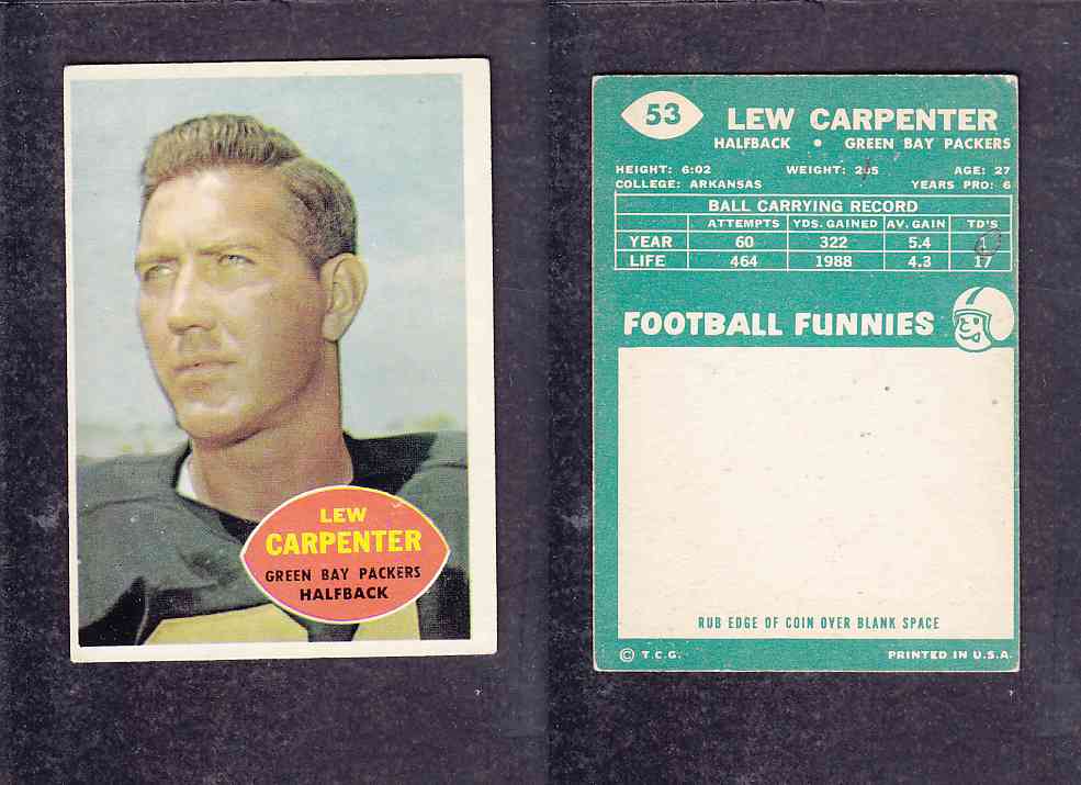 1960 NFL TOPPS FOOTBALL CARD #53 L. CARPENTER photo 1960 NFL TOPPS FOOTBALL CARD #53 L. CARPENTER photo