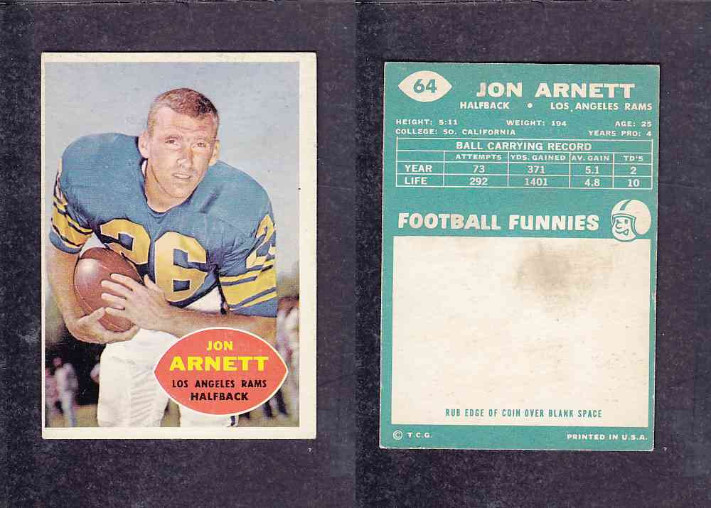 1960 NFL TOPPS FOOTBALL CARD #64 J. ARNETT photo 1960 NFL TOPPS FOOTBALL CARD #64 J. ARNETT photo