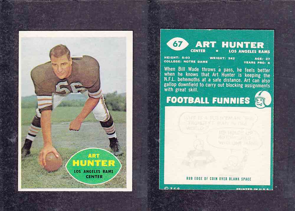 1960 NFL TOPPS FOOTBALL CARD #67 A. HUNTER photo 1960 NFL TOPPS FOOTBALL CARD #67 A. HUNTER photo