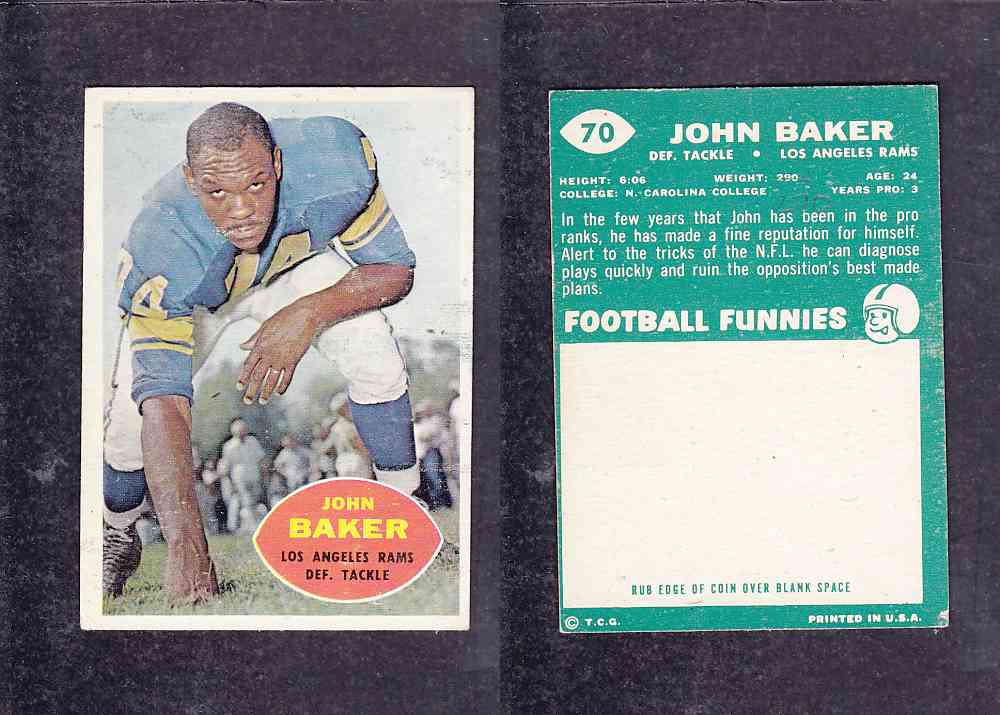 1960 NFL TOPPS FOOTBALL CARD #70 J. BAKER photo 1960 NFL TOPPS FOOTBALL CARD #70 J. BAKER photo