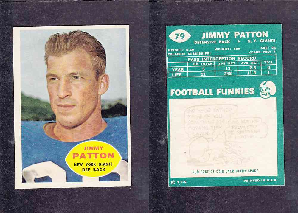 1960 NFL TOPPS FOOTBALL CARD #79 J. PATTON photo 1960 NFL TOPPS FOOTBALL CARD #79 J. PATTON photo