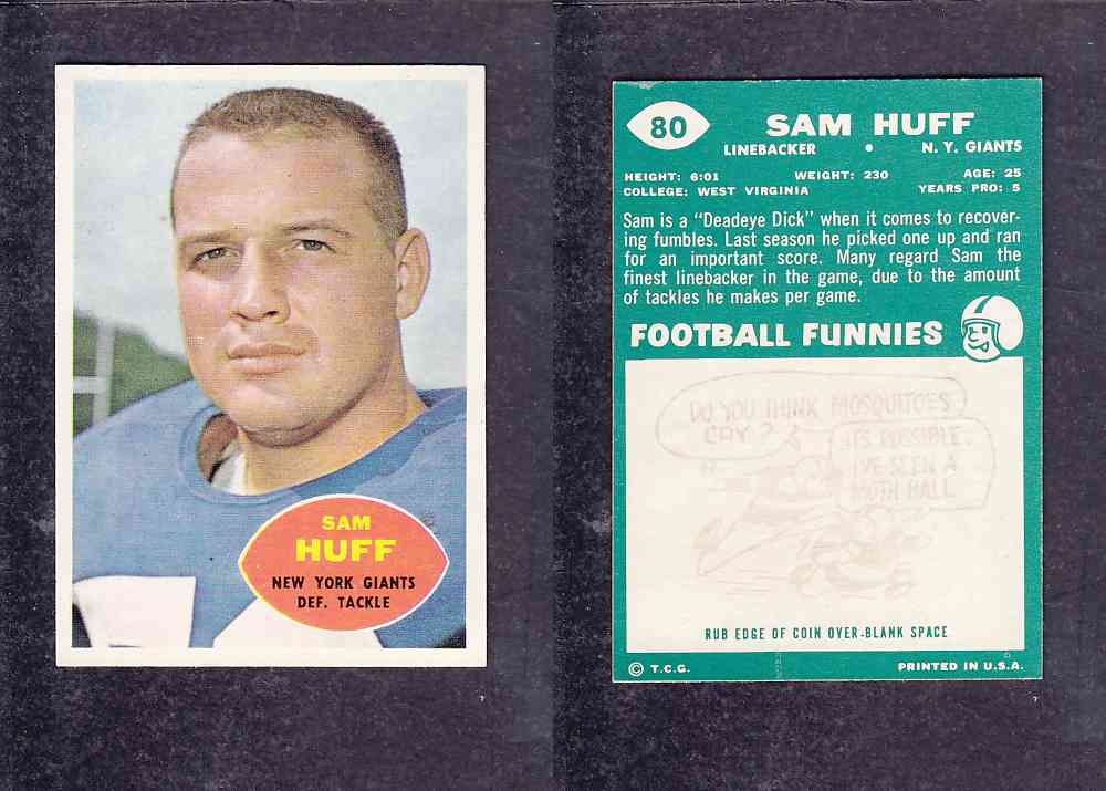 1960 NFL TOPPS FOOTBALL CARD #80 S. HUFF photo 1960 NFL TOPPS FOOTBALL CARD #80 S. HUFF photo