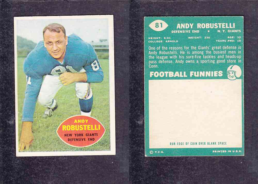 1960 NFL TOPPS FOOTBALL CARD #81 A. ROBUSTELLI photo 1960 NFL TOPPS FOOTBALL CARD #81 A. ROBUSTELLI photo