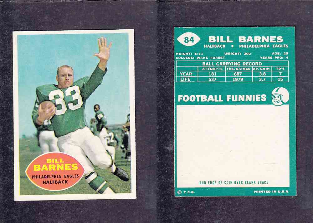 1960 NFL TOPPS FOOTBALL CARD #84 B. BARNES photo 1960 NFL TOPPS FOOTBALL CARD #84 B. BARNES photo