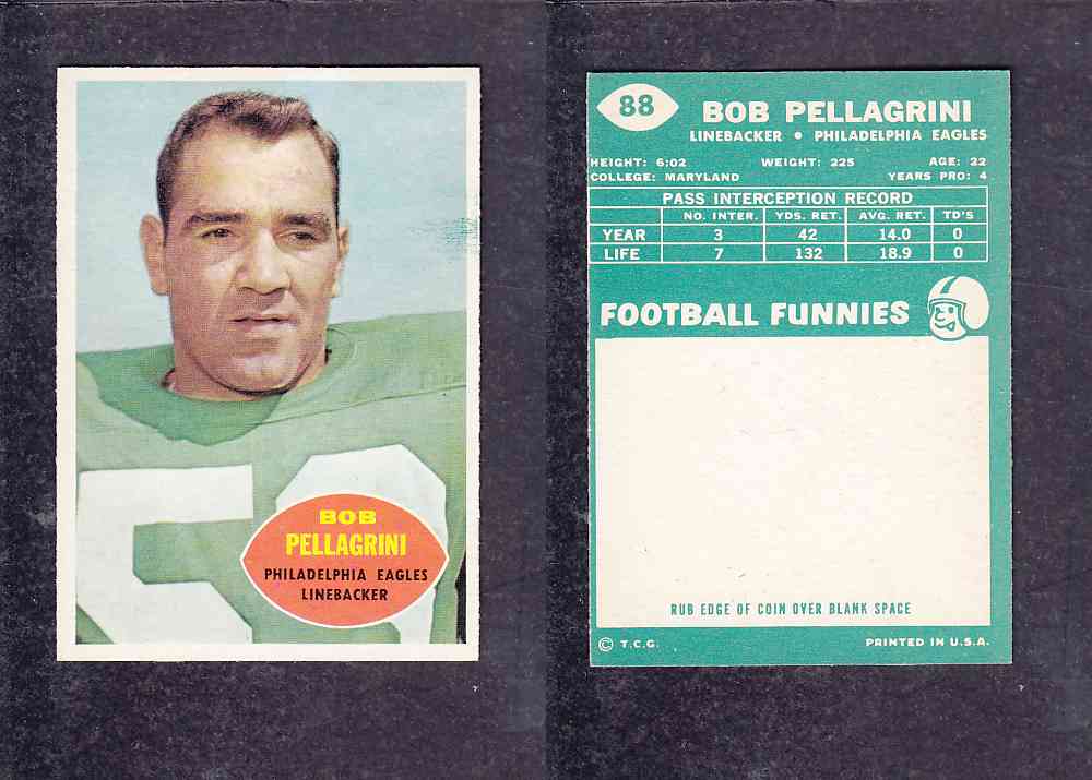 1960 NFL TOPPS FOOTBALL CARD #88 B. PELLAGRINI photo 1960 NFL TOPPS FOOTBALL CARD #88 B. PELLAGRINI photo