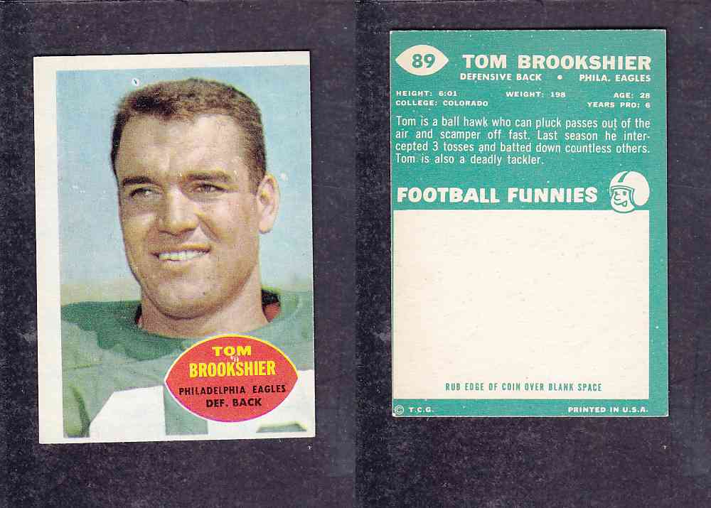 1960 NFL TOPPS FOOTBALL CARD #89 T. BROOKSHIER photo 1960 NFL TOPPS FOOTBALL CARD #89 T. BROOKSHIER photo