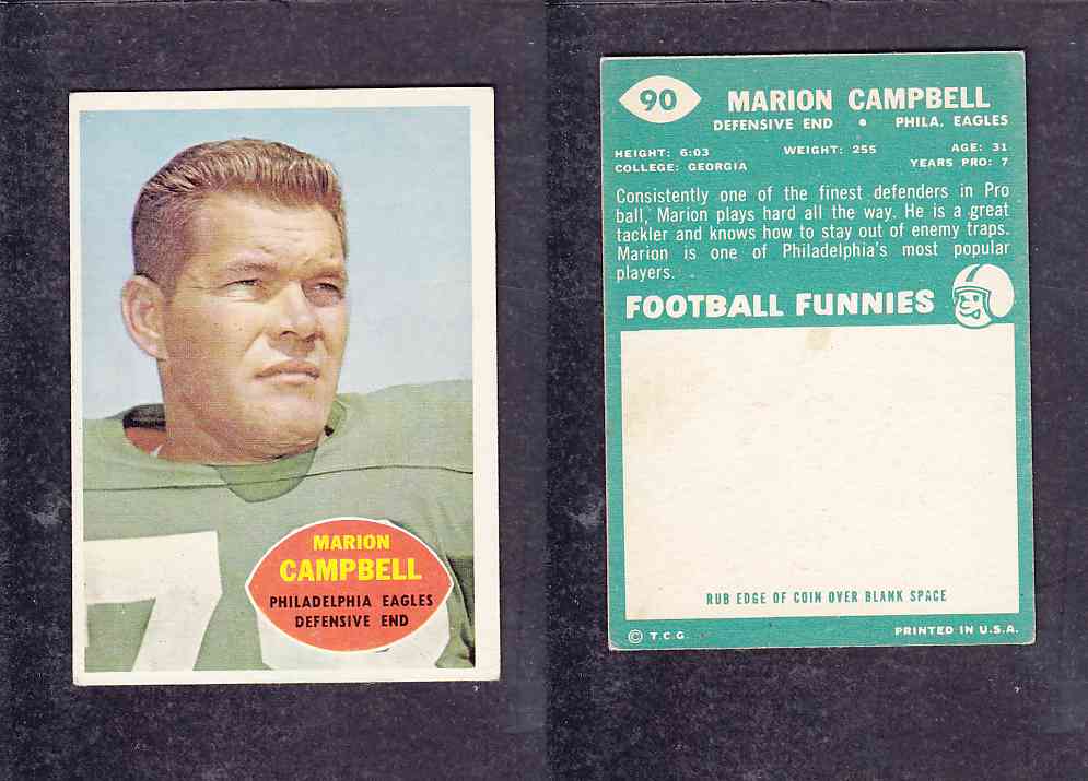 1960 NFL TOPPS FOOTBALL CARD #90 M. CAMPBELL photo 1960 NFL TOPPS FOOTBALL CARD #90 M. CAMPBELL photo
