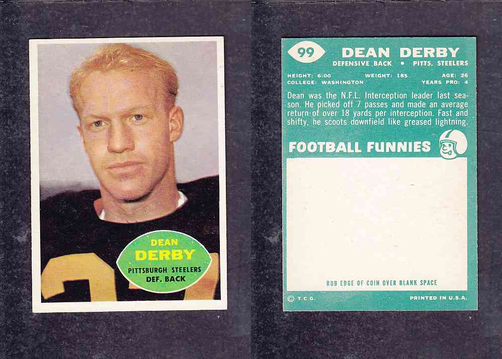 1960 NFL TOPPS FOOTBALL CARD #99 D. DERBY photo 1960 NFL TOPPS FOOTBALL CARD #99 D. DERBY photo