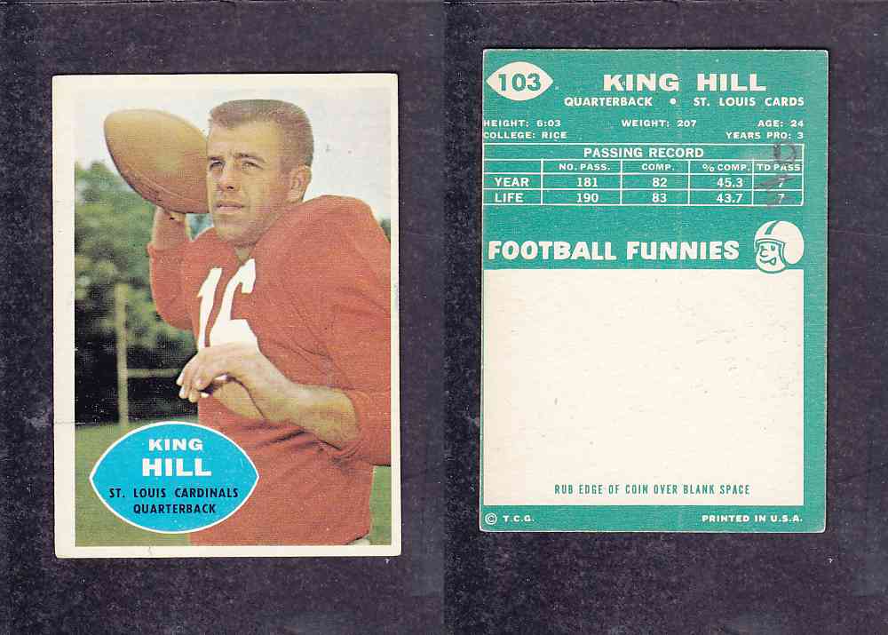 1960 NFL TOPPS FOOTBALL CARD #103 K. HILL photo 1960 NFL TOPPS FOOTBALL CARD #103 K. HILL photo