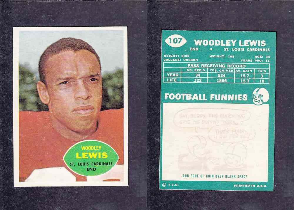 1960 NFL TOPPS FOOTBALL CARD #107 W. LEWIS photo 1960 NFL TOPPS FOOTBALL CARD #107 W. LEWIS photo