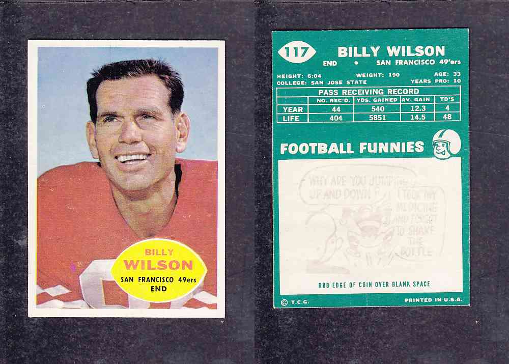 1960 NFL TOPPS FOOTBALL CARD #117 B. WILSON photo 1960 NFL TOPPS FOOTBALL CARD #117 B. WILSON photo
