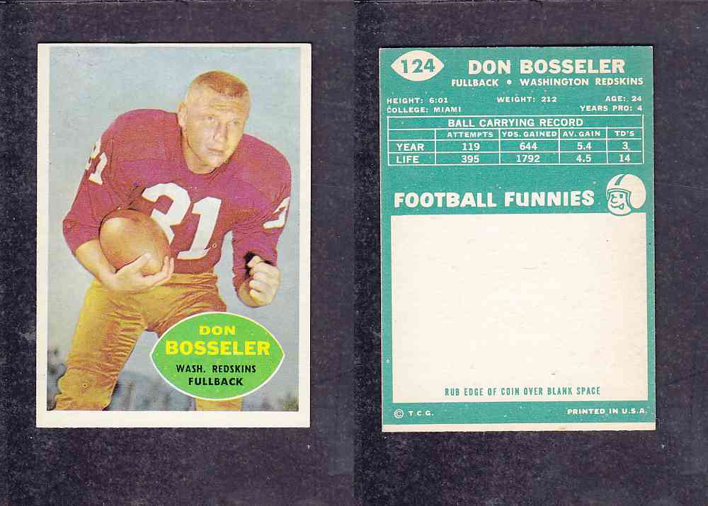 1960 NFL TOPPS FOOTBALL CARD #124 D. BOSSELER photo 1960 NFL TOPPS FOOTBALL CARD #124 D. BOSSELER photo