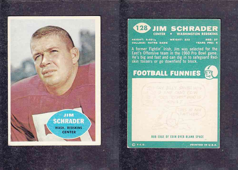 1960 NFL TOPPS FOOTBALL CARD #128 J. SCHRADER photo 1960 NFL TOPPS FOOTBALL CARD #128 J. SCHRADER photo