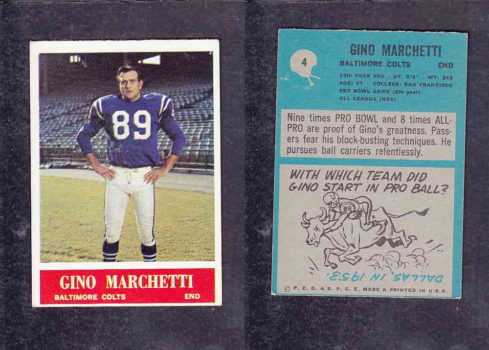 1965 NFL PHILADELPHIA FOOTBALL CARD #4 G. MARCHETTI photo 1965 NFL PHILADELPHIA FOOTBALL CARD #4 G. MARCHETTI photo
