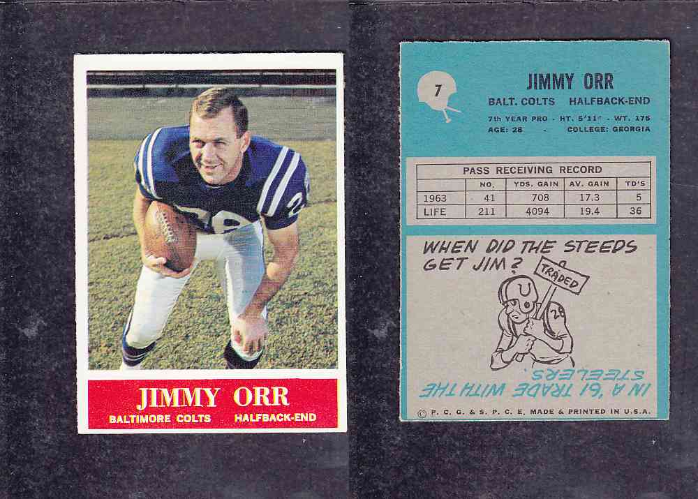 1965 NFL PHILADELPHIA FOOTBALL CARD #7 J. ORR photo 1965 NFL PHILADELPHIA FOOTBALL CARD #7 J. ORR photo