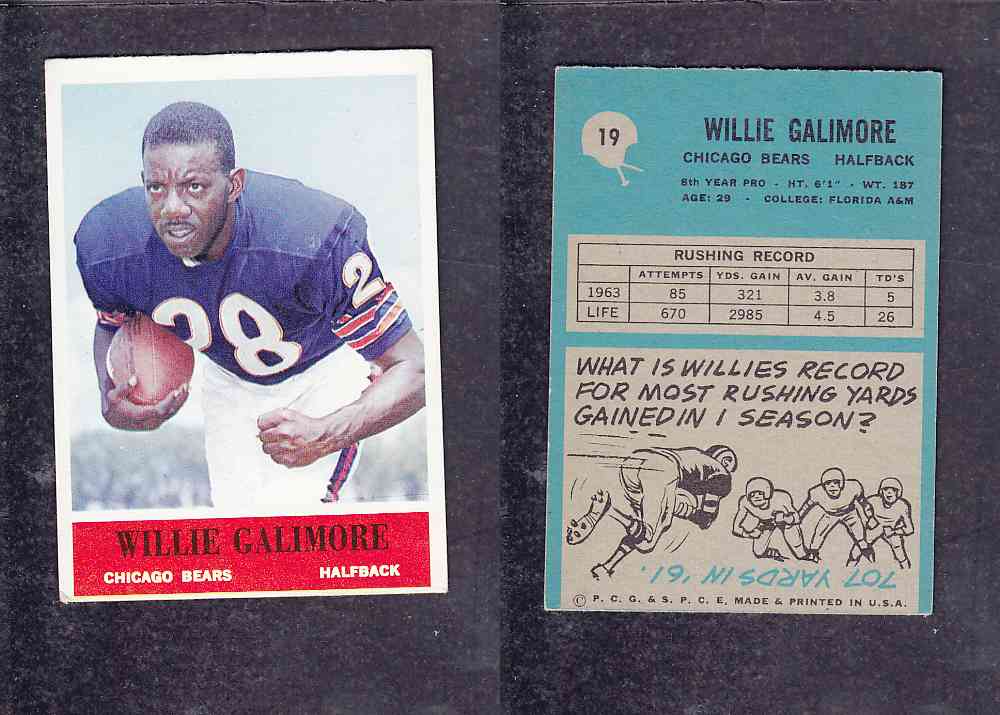 1965 NFL PHILADELPHIA FOOTBALL CARD #19 W. GALIMORE photo 1965 NFL PHILADELPHIA FOOTBALL CARD #19 W. GALIMORE photo