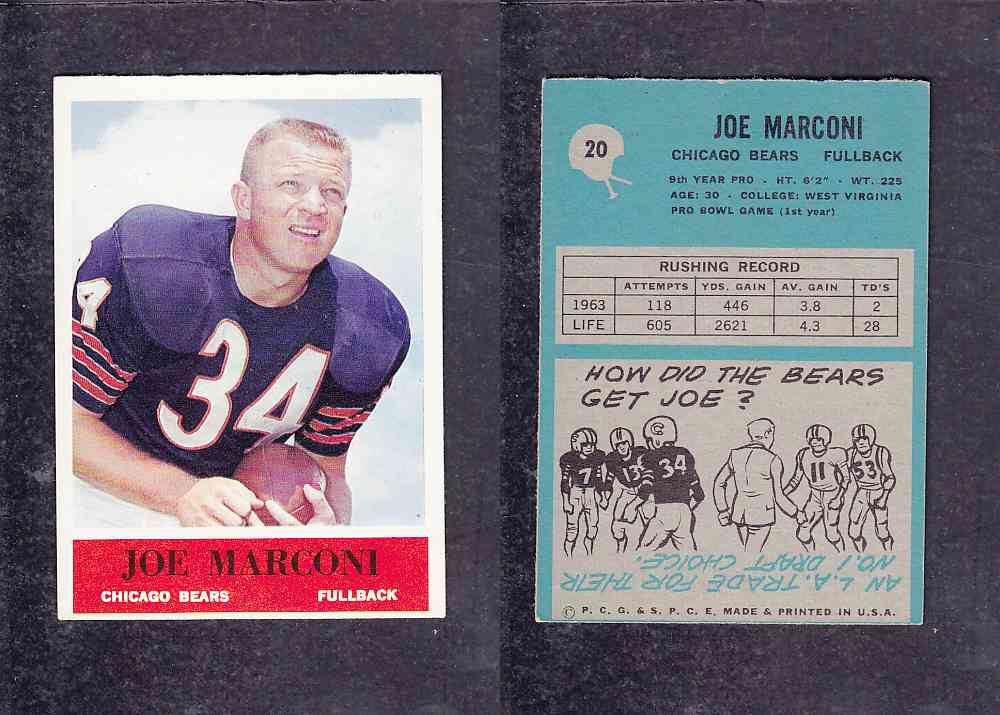 1965 NFL PHILADELPHIA FOOTBALL CARD #20 J. MARCONI photo 1965 NFL PHILADELPHIA FOOTBALL CARD #20 J. MARCONI photo
