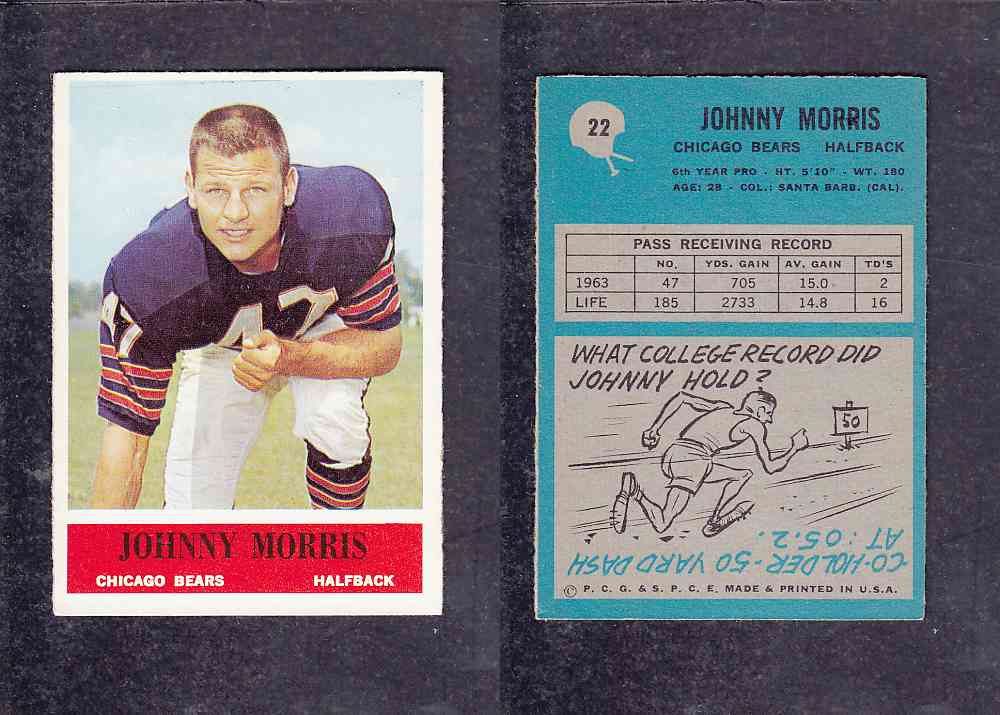 1965 NFL PHILADELPHIA FOOTBALL CARD #22 J. MORRIS photo 1965 NFL PHILADELPHIA FOOTBALL CARD #22 J. MORRIS photo