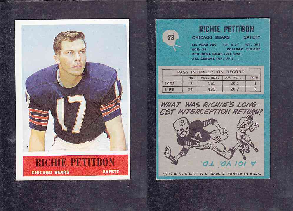 1965 NFL PHILADELPHIA FOOTBALL CARD #23 R. PETITBON photo 1965 NFL PHILADELPHIA FOOTBALL CARD #23 R. PETITBON photo