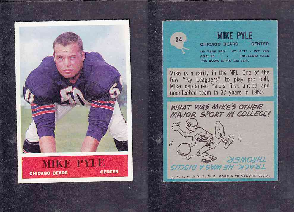 1965 NFL PHILADELPHIA FOOTBALL CARD #24 M. PYLE photo 1965 NFL PHILADELPHIA FOOTBALL CARD #24 M. PYLE photo