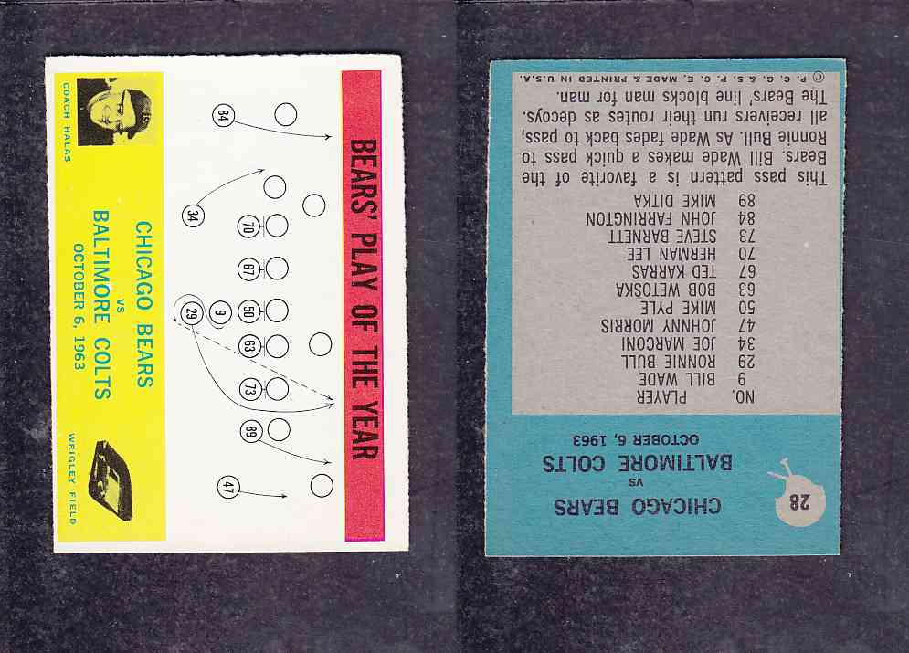 1965 NFL PHILADELPHIA FOOTBALL CARD #28 BEARS' PLAY OF THE YEAR photo 1965 NFL PHILADELPHIA FOOTBALL CARD #28 BEARS' PLAY OF THE YEAR photo