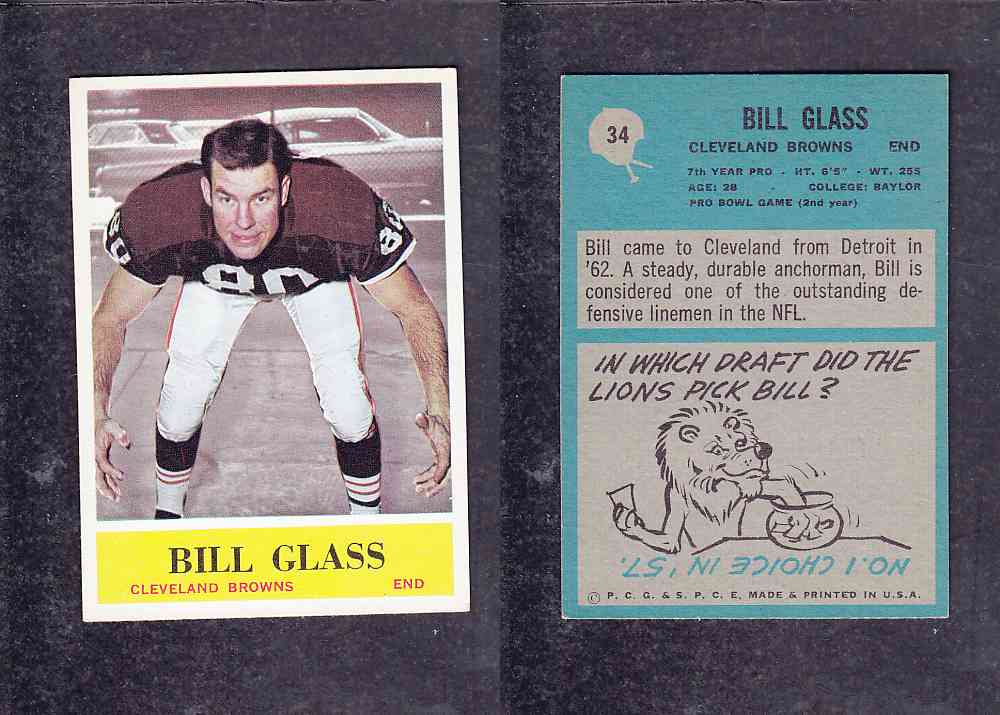 1965 NFL PHILADELPHIA FOOTBALL CARD #34 B. GLASS photo 1965 NFL PHILADELPHIA FOOTBALL CARD #34 B. GLASS photo
