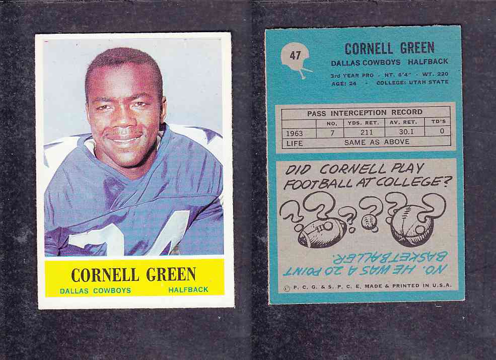 1965 NFL PHILADELPHIA FOOTBALL CARD #47 C. GREEN photo 1965 NFL PHILADELPHIA FOOTBALL CARD #47 C. GREEN photo