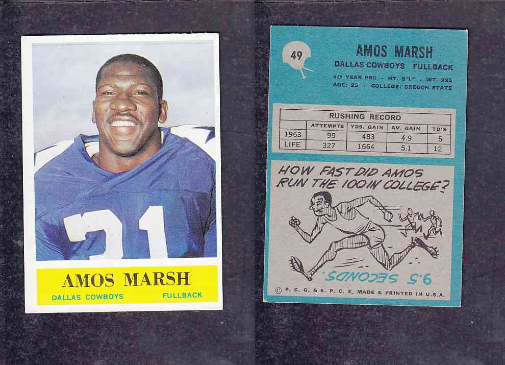 1965 NFL PHILADELPHIA FOOTBALL CARD #49 A. MARSH photo 1965 NFL PHILADELPHIA FOOTBALL CARD #49 A. MARSH photo